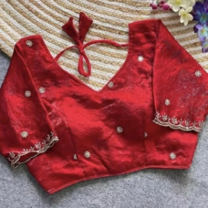 Classic Red Embroidered Designer Blouse