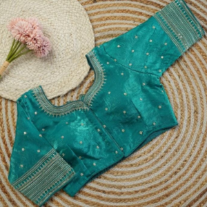 Elegant Teal Green Embroidered Designer Blouse