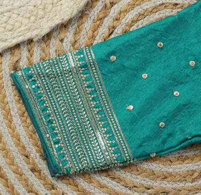 Elegant Teal Green Embroidered Designer Blouse - Image 4
