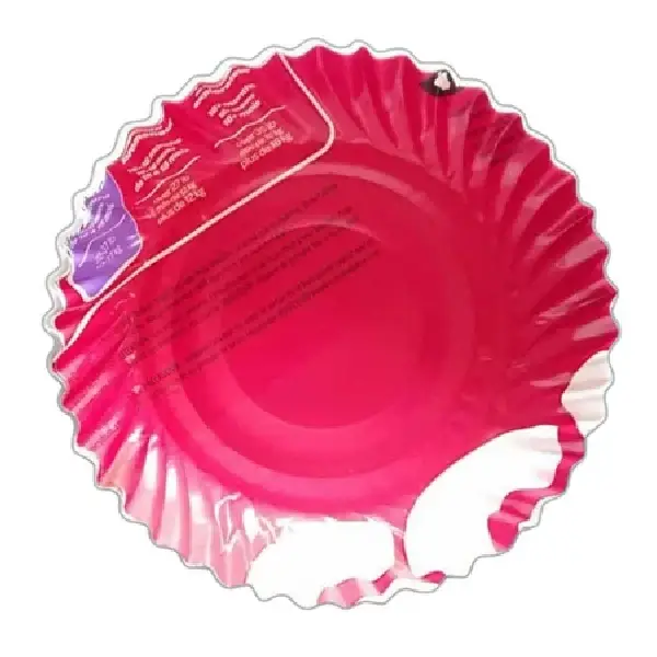 Pink Round Printed Paper Plate - Image 2