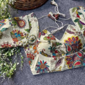 Off-White Base with Multicolour Embroidery Blouse