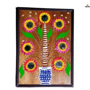 Pumpkin Seed With Mirror Work Photo Frame