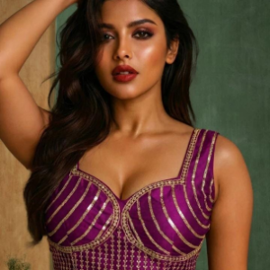 Wine Purple with Golden Embroidery Blouse