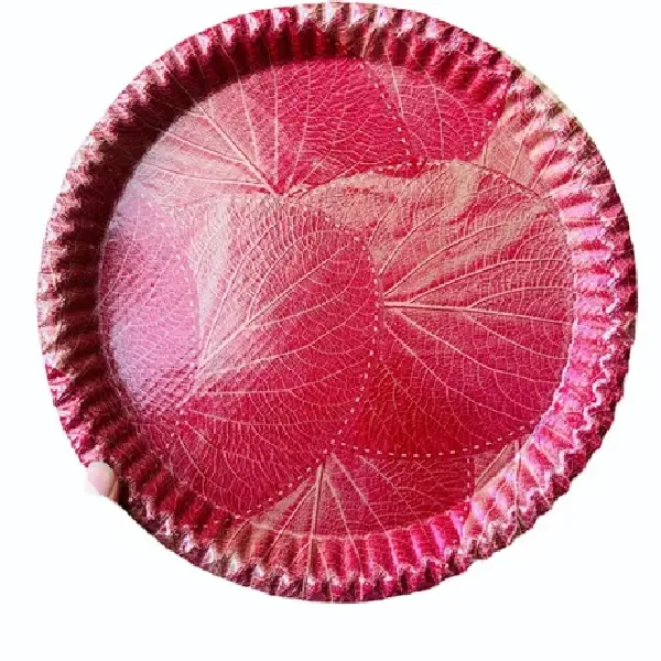 Pink Round Printed Paper Plate