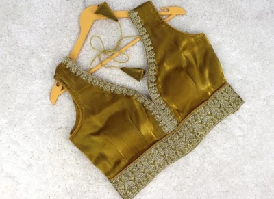 Designer Golden Silk Blouse