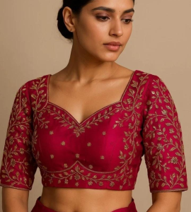 Royal Red with Golden Embroidery