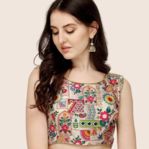 Designer Embroidered Sleeveless Blouse