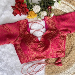 Pink with Golden Woven Design Blouse