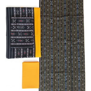 Black & Mustard Ikat Print Kurta Set with Dupatta