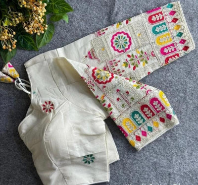 Cream base with vibrant multicolour embroidery - Image 2