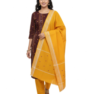 Maroon Printed Kurta Set with Mustard Dupatta