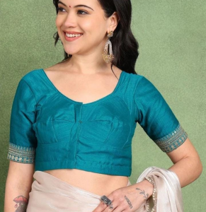 Stylish Teal Green Designer Saree Blouse