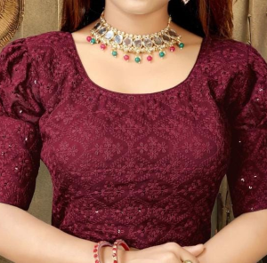 Elegant Maroon Embroidered Blouse