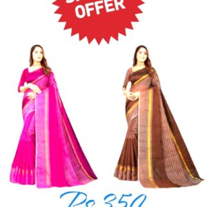 Brown pink saree