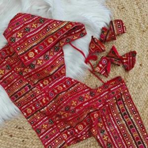 Red Embroidered Ethnic Crop Blouse