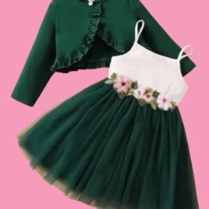 Baby girls Ruffle Trim Jacket & Appliques Dress