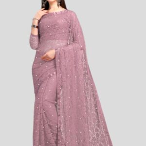 Chocolate net saree