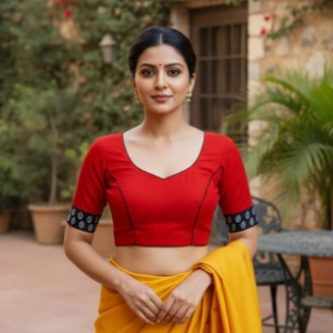Classic Red Cotton Designer Blouse