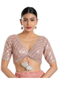 Elegant Blush Pink Sequin Blouse