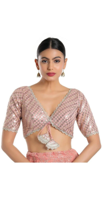 Elegant Blush Pink Sequin Blouse