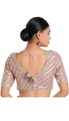 Elegant Blush Pink Sequin Blouse - Image 2