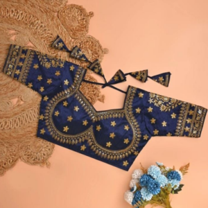 Elegant Navy Blue Embroidered Designer Blouse