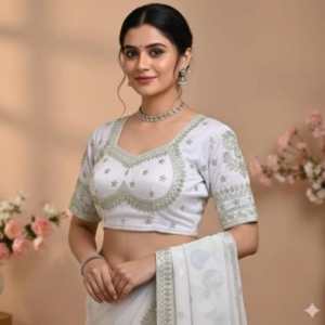 Elegant White Embroidered Cotton Blouse