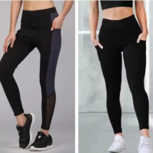 Women's Black Solid Tights