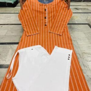 Cotton Kurti With White Trouser Kurta Sets