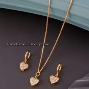 Rose Gold Chain Pendant & Earrin