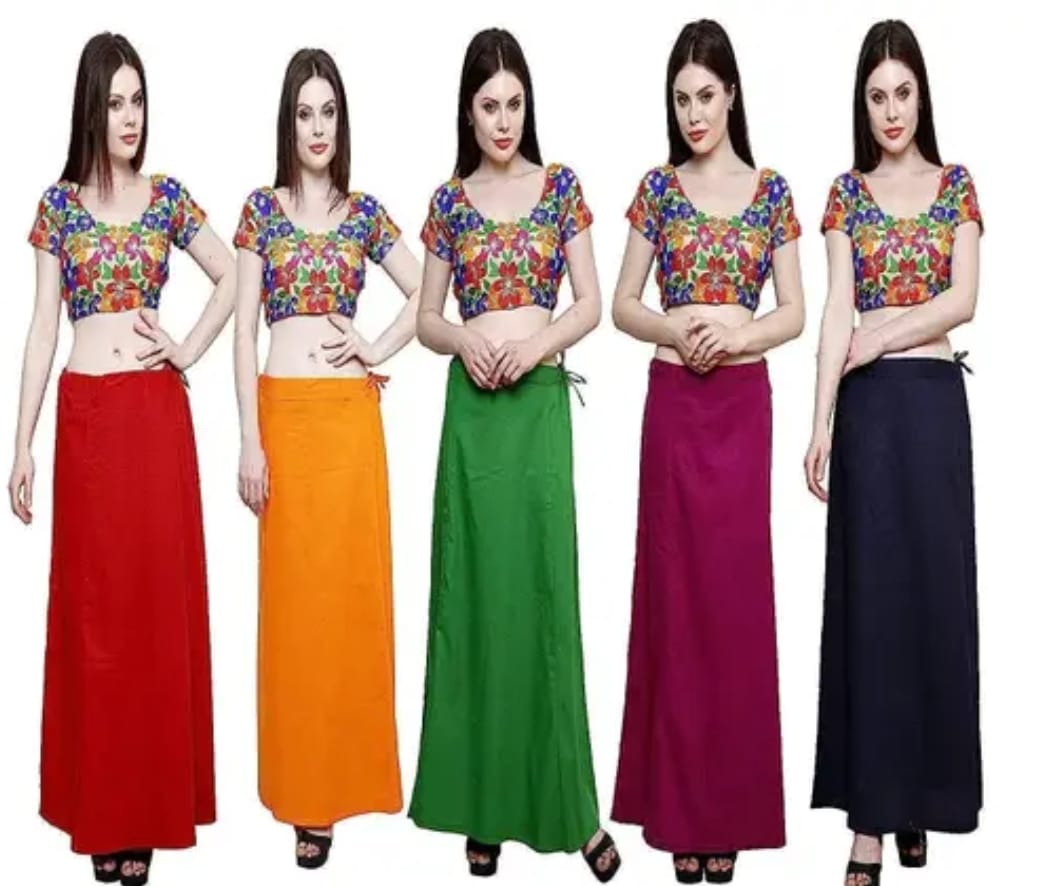 Women's Cotton Inskirt Saree Petticoats (Multicolour, Free Size)