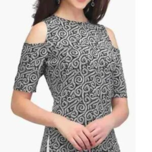 Black and White line Crepe kurti