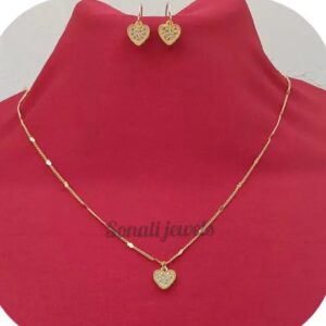 Heart Shape Chain Pendant and Earrings