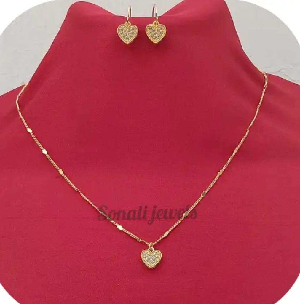 Heart Shape Chain Pendant and Earrings
