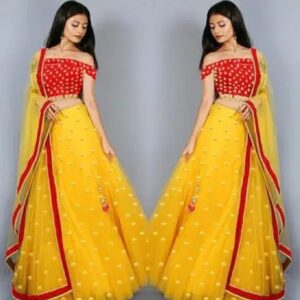 Net Semi-Stitched Lehenga