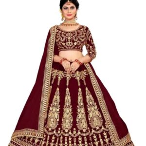 Silk Embroidered Stitched Lehenga