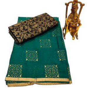 Green Chiffon Lace Border Saree