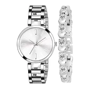 Silver Round  Metal Belt Watches