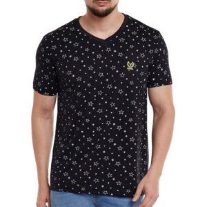 Printed V Neck Cotton T-Shirt