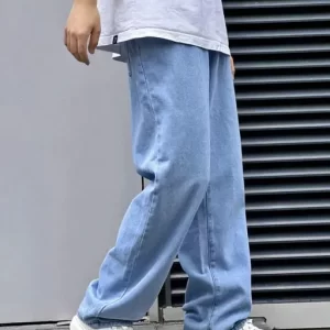 Baggy men's ice blue jeans