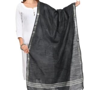 Heyam | Women’s Handloom Linen Cotton Plain Zari Border Dupatta