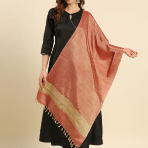 Womens Two Tone Rust Cotton Silk Stole / Dupatta