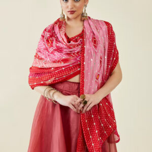 Women Pink Viscose Printed Dupatta