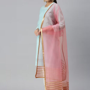 Pink Solid Gota Patti Work Dupatta