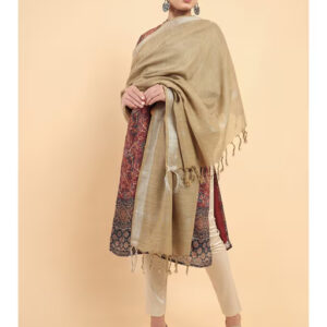 Women Beige Cotton Solid Plain Dupatta