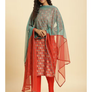 Orange Colorblock Dupatta