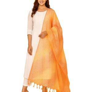 Rajasthani Tie and Dye Leheriya in Kota Doria Dupatta