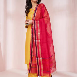Magenta Cotton Silk Blend Maheshwari Dupatta