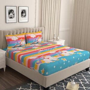 Double Bed Elastic Fitted with 2 Pillow Covers,