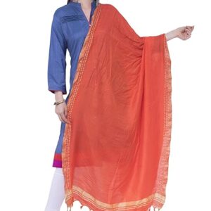 A R SILK Women's Golden Border Cotton Dupatta